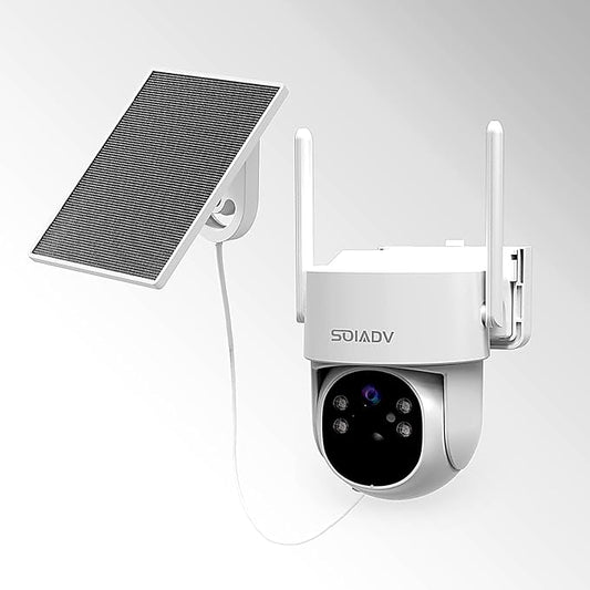 Solar Security Cameras Wireless Outdoor, 2K Solar/Battery Powered WiFi Security Camera, Pan/Tilt 360° View, AI Motion Detection for Home Security, 2-Way Audio, Siren, IP65, SD/Cloud Storage