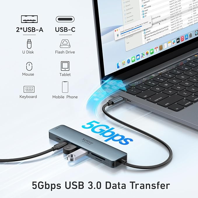 USB C Hub HDMI Adapter for MacBook Pro/Air, 7 in 1 USBC Dongle with HDMI, SD/TF Card Reader, USB C Data Port,100W PD, and 2 USB 3.0 Compatible for MacBook Pro/Air, Dell XPS, Lenovo Thinkpad.