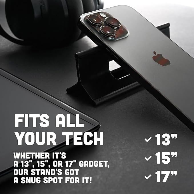 Steepy Laptop Stand for Desk - 3 Heights Computer Riser for Laptop - Adjustable Desk Laptop Stand - Computer Stand for Laptop Compatible with Air, Pro, HP, Dell, Smartphones, Tablets up to 15“ (Gray)