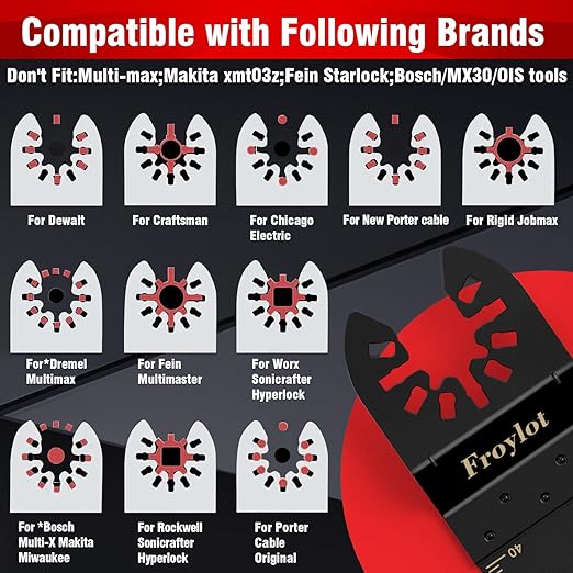 18PCS Titanium Oscillating Saw Blades Kits, 2X Speed Universal Multi Tool Blades for Metal, Cutting Wood, Nail, Plaster Wall, Blades for Multi-Tool Fit DeWalt Milwaukee Ryobi Rockwell Fein Makita