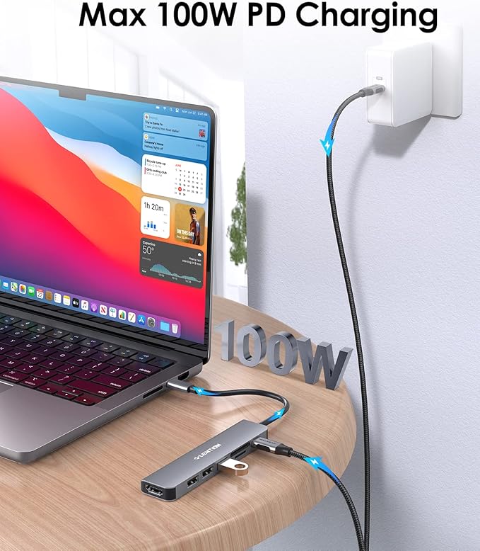 LENTION USB C Hub with 100W Charging, 4K HDMI, Dual Card Reader, USB 3.0 & 2.0 Compatible MacBook Pro, New Mac Air/Surface, Chromebook, More, Stable Driver Adapter (CB-CE18, Space Gray)