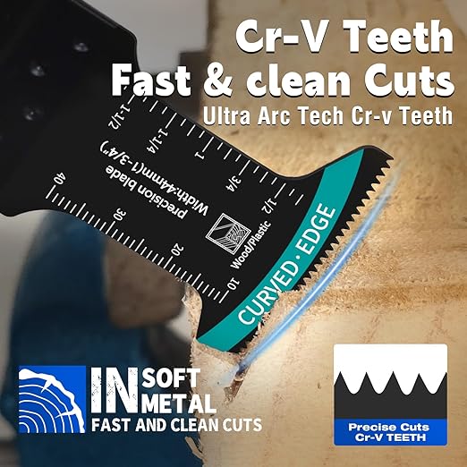 60 PCS Oscillating Tool Blade Professional Curved Edge Multitool Blades Titanium Oscillating Saw Blades Quick Release Saw Blades Kits Compatible with Dewalt Milwaukee Rockwell Fein Makita