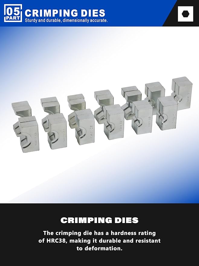 AMZCNC Industrial Hydraulic Cable Lug Crimper (16 TON) 9 AWG to 600 MCM Electrical Terminal Cable Wire Tool Kit with 13 Die Sets