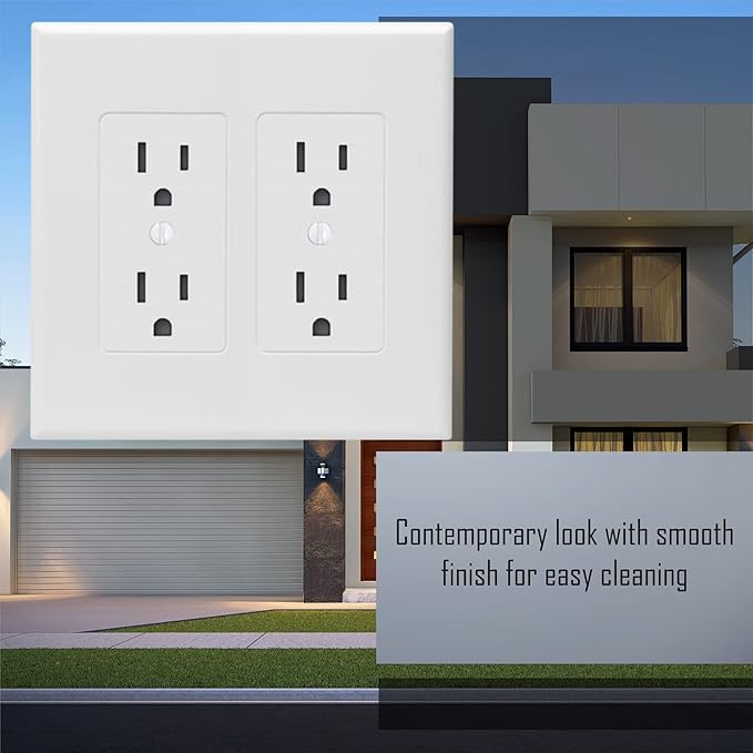 TayMac 2602W Revive Device Wall Plates 2-Gang Masque Decorator Cover, White