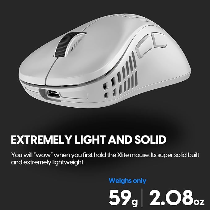 Pulsar Gaming Gears - Xlite v2 Wireless Gaming Mouse, Ultra Lightweight, 2.1 oz (59 g), Ergonomic 2.4 Ghz 1 ms 20000 DPI Optical Sensor PAW3370 Domestic Genuine Product (Medium, Wireless, White)