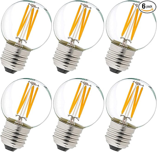 LiteHistory Dimmable E26 Edison Bulb G16.5 Light Bulb 6W Equal 60 watt Light Bulb AC120V Warm 2700K E26 led Bulb for Pendant,Chandeliers,Vanity,Wall sconces Edison Light Bulbs 60 Watt 600lm 6Pack