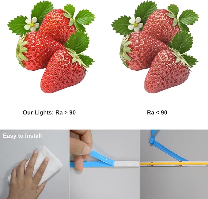 COB LED Strip Lights 2880LEDs, Bright COB LED Lights 20ft LED 3000K Warm White Dimmable with RF Remote Under Cabinet Lighting for Bedroom Counter Kitchen