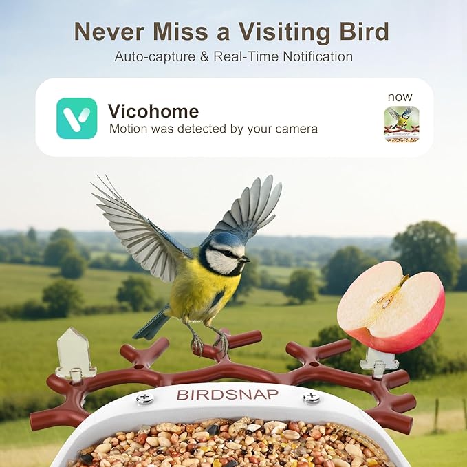 birdsnap® P33 - Bird Feeder with Camera Solar Powered, 2K Video Bird Camera Feeder Live with 32GB Card, AI Identify Feather Species, Auto Record in Backyard, for Birds Lover