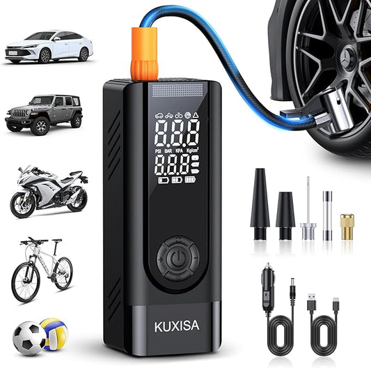 Tire Inflator Portable Air Compressor, 180PSI Air Compressor with Digital Pressure Gauge, 25000mAh & 3X Faster Portable Air Pump for Car, Motorcycle, Bicycle, Ball and More(Black)