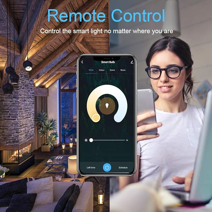 DOGAIN Smart Light Bulbs E12 Base LED Light Bulb Color Changing WiFi-Bluetooth Lights Compatible with Alexa Google Home Tunable White Candelabra Bulbs 360 lm 35w Equivalent 6 Pack