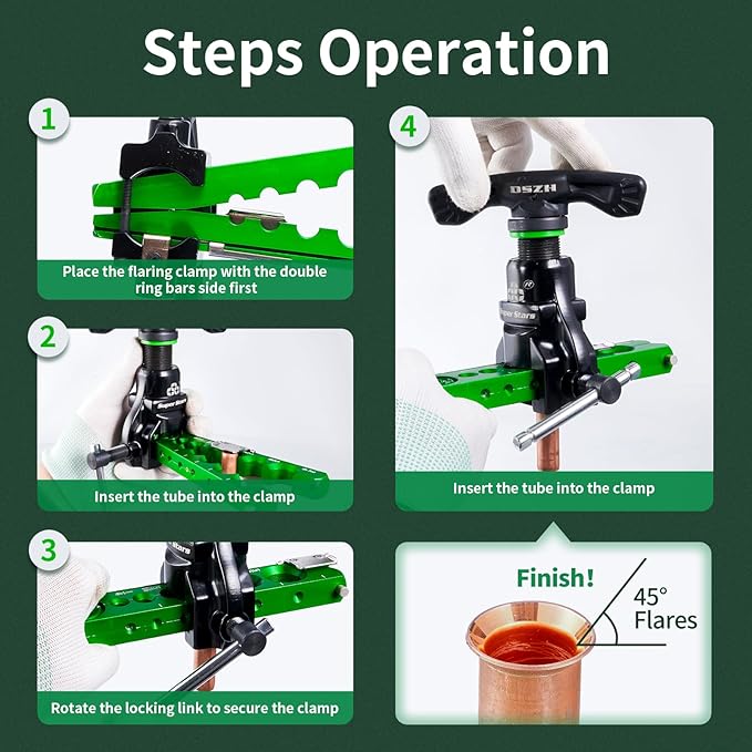 Super Stars Flaring Tools for 1/4in - 3/4in HVAC Single Flare 45 Degree Eccentric Cone Type Flaring Kit for Copper Pipe Tube