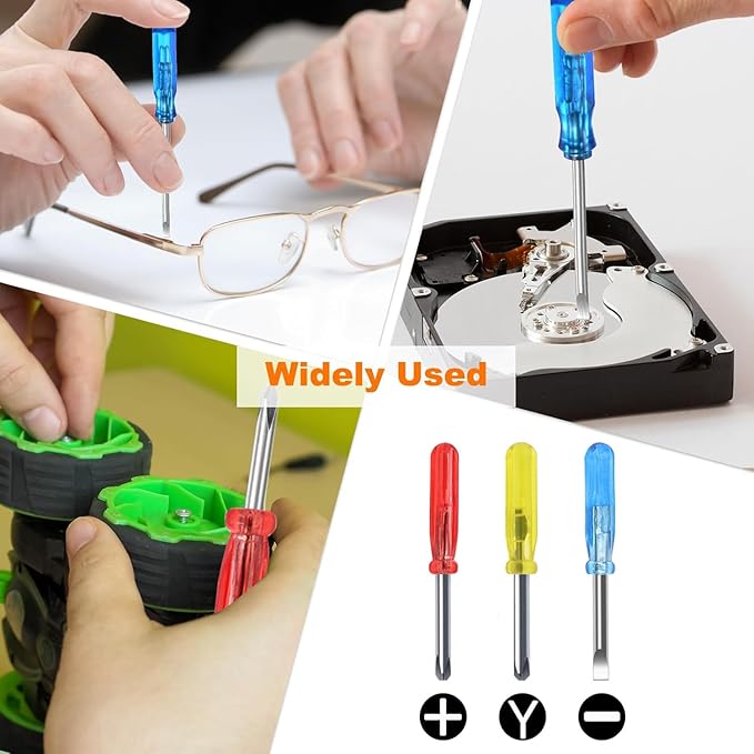 Bulk Pack Mini Screwdriver Keychain Set – 24 Sets of Handy 3-Piece Screwdrivers in a Snap-Closure Pouch with Hook, Perfect for Men, Tool Party Favors, Christmas Gifts, and Birthday Presents