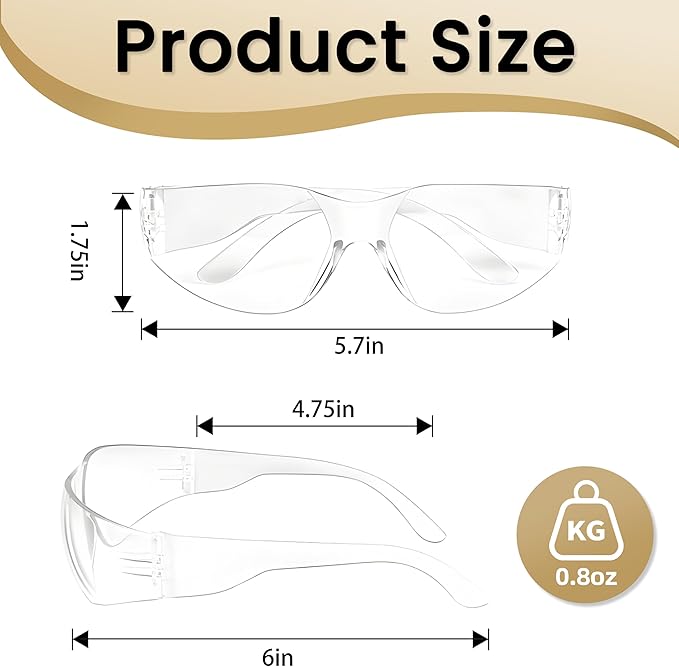 Clear Safety Glasses for Men, 24 Pack Lightweight Protective Eyewear, ANSI Z87.1 Safety Glasses, Scratch Resistant Anti Fog Safety Glasses, Certified for Construction, Shooting, and Laboratory