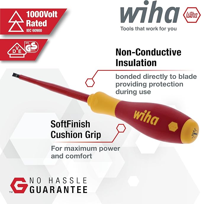 Wiha 32059 5 Piece Insulated SoftFinish Slotted/Phillips/Square Screwdriver Set