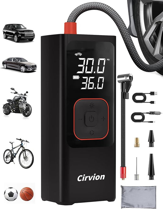 Tire Inflator Portable Air Compressor, 3X Faster 25000mAh 160 PSI Air Pump for Car Tires- Cordless, with Pressure Gauge, LED Light & Digital Display, for Car, Pickup, Truck, Motor, E-Bike and Bicycle