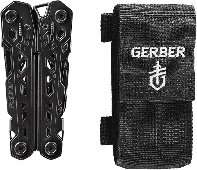 Gerber Gear Truss 17-in-1 Multitool with Pocket Knife and Needle Nose Pliers - Gifts for Men, Compact EDC Gear, Black with Standard Sheath