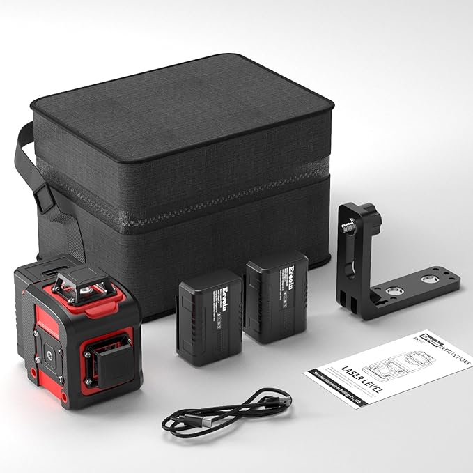 8 Line Laser Level 2×360° Leveling Green Laser Self Level Tool，200ft 2D Green Line Cross for Leveling Tool for Construction and Picture Hanging，Laser measurement calibration Tool Kit