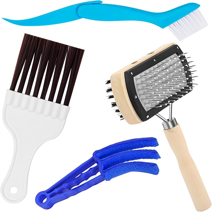 4Pcs Air Conditioner Ac Cleaning Kit, Useful Double-Sided Coil Cleaning Brush, Plastic Coil Brush Blinds Brush 2 in 1 Groove Cleaning Brush, Good Cleaning Effect for Air Conditioners, Refrigerators