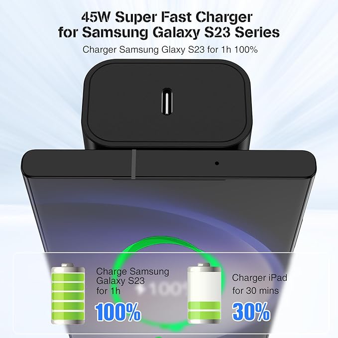 45W USB-C Charger - Fast Charging, Type C Charger Block & 3+6FT USBC to USBC Cable 2Pack for Galaxy S24 Ultra/S24+/S23/S22/S21 Plus, iPad Pro/Air/Mini, Android Phone