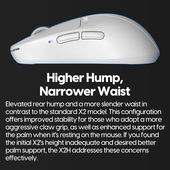 Pulsar Gaming Gears X2H mini Wireless Gaming Mouse, Ultra Lightweight 1.83 oz (52 g), Symmetrical, Optical Switch, 2.4 Ghz 1 ms, 26000 DPI, PAW3395 Sensor (Mini, Wireless, White)