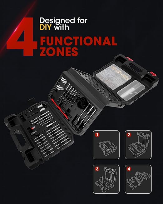 KingTool Drill Bit Set - 418 PCS Drill Bits, Drill Set & Drill Bit for Wood, Metal, Masonry, Cement, Screwdriver Bit Set Combo Kit Perfect for DIY Projects and Home Repairs