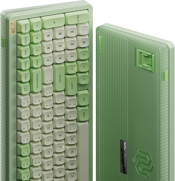 nuphy Halo96 V2 Wireless Keyboard,Gasket Structure,96% Hot Swappable Gaming Keyboard, 99 Kyes RGB Backlit Mechanical Keyboard, Support QMK/VIA,Bluetooth/USB-C/2.4GHz-Green,Lemon Switches (55gf)