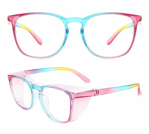 Alsenor Safety Glasses Anti Fog Goggles Protective Eyewear Blue Light Blocking Anti Dust UV Protection Glasses For Men Women (Rainbow)