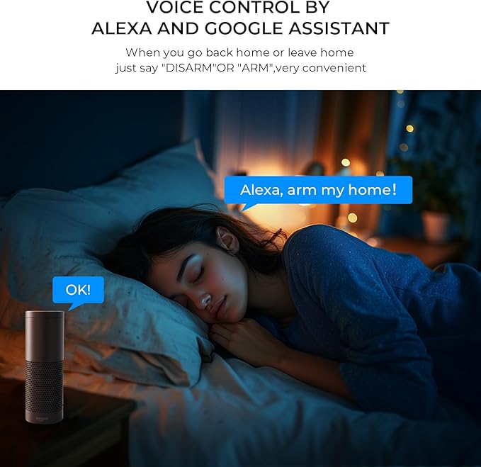 Wireless Alarm System,Smart Home Security System with Phone App Alerts,20 Piece Door Alarm Kits with Door/Motion Sensors,SOS Button,Work with Alexa for Villa,Apartment,The Elder and Kids Safety