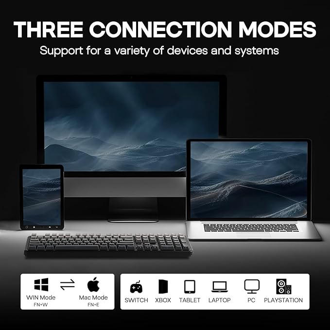 EPOMAKER Aula F108 Wireless Gaming Keyboard, Full Size Mechanical Keyboard with 4000mAh Battery, 108 Hot-Swappable and Programmable Keys, RGB Backlight, for Mac/PC/Android (Black Gradient)