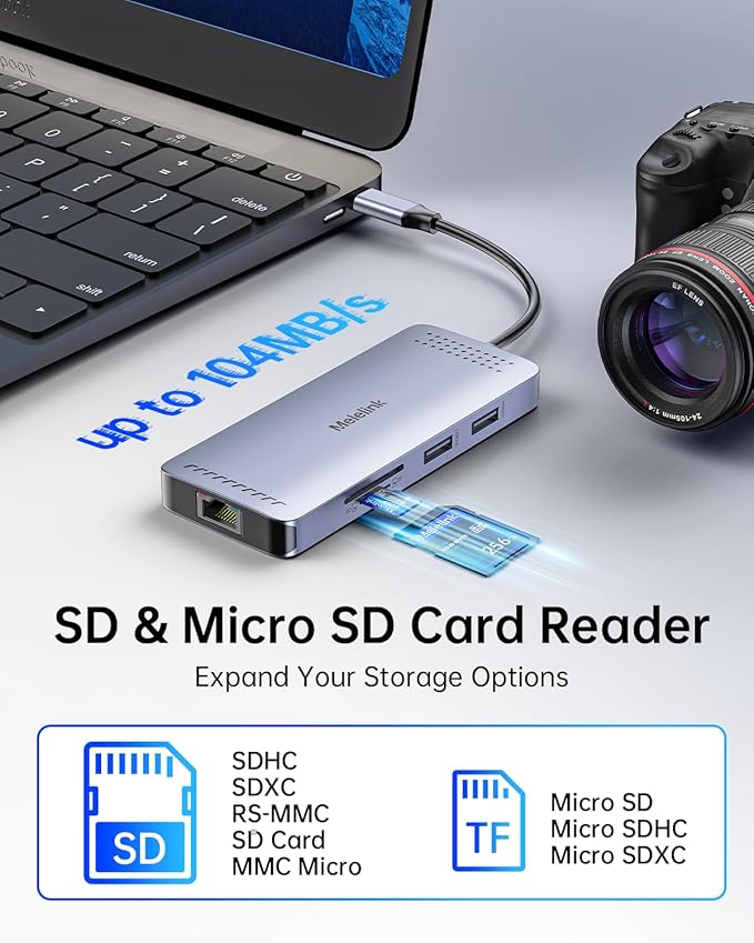 USB C Hub Ethernet, 9 in 1 USB-C to Ethernet Multiport Adapter Dongle with HDMI 4K@60Hz, 100W PD Charging, Gigabit RJ45, SD/TF Card Reader, USB A&C 3.0, USBC Dock for MacBook, Dell, Lenovo, HP