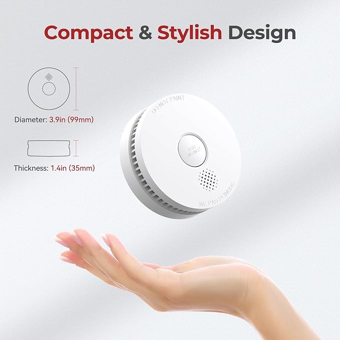 SITERLINK Smoke Detectors,UL217-9th Listed Smoke Alarms with Replaceable Battery,Photoelectric Sensor Smoke Detector with Test-Silence Button,Fire Detectors for Home,House,GS509A 6-Pack