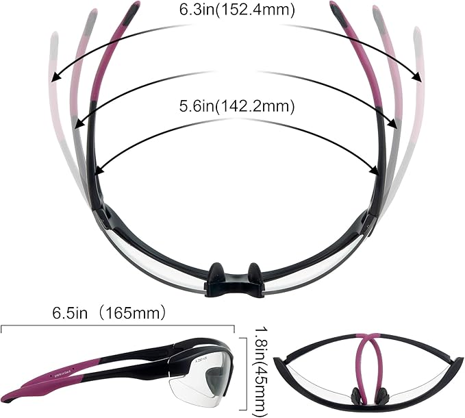 Clear Safety Glasses for Men and Women,Scratch Resistant Safety Goggles,ANSI Z87,100% UV Protection Eyewear,Anti-Fog Eye Protection for Workshop Shooting,Mowing,Sports,Hunting(Purple Clear)