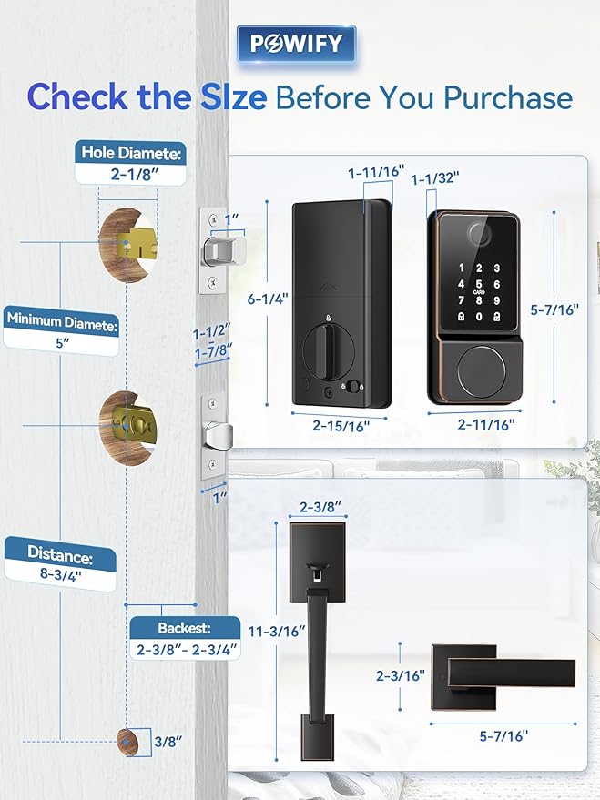 Keyless Entry Door Lock with Handle, APP Control Smart Front Set, Keypad Door with Handle, Keypad Deadbolt Auto Lock, Easy to Install, Bluetooth, Oil Rubbed Bronze
