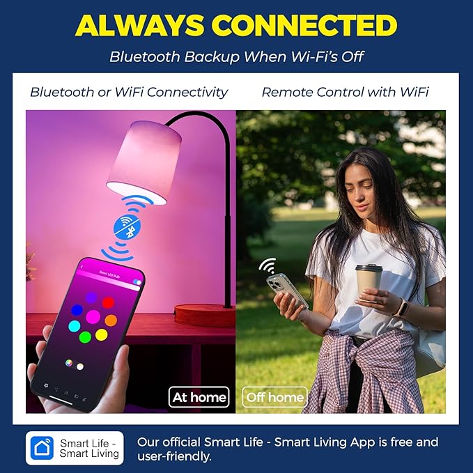 Smart Light Bulbs 10 Pack, Smart Bulb Compatible with Alexa/Google Home/Smart Life, CRI>90, RGBCW Color Changing LED Light Bulbs, 2.4G WiFi Bluetooth A19 E26 Bulb, No Hub Required, ETL Listed