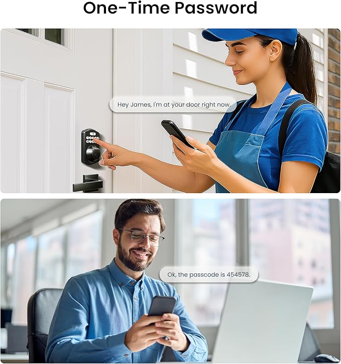 Veise Fingerprint Door Lock, Keyless Entry, Auto Lock, Electronic Keypad Deadbolt for Front Door, Biometric, Anti-Peeking Password, Easy Install, Matte Black