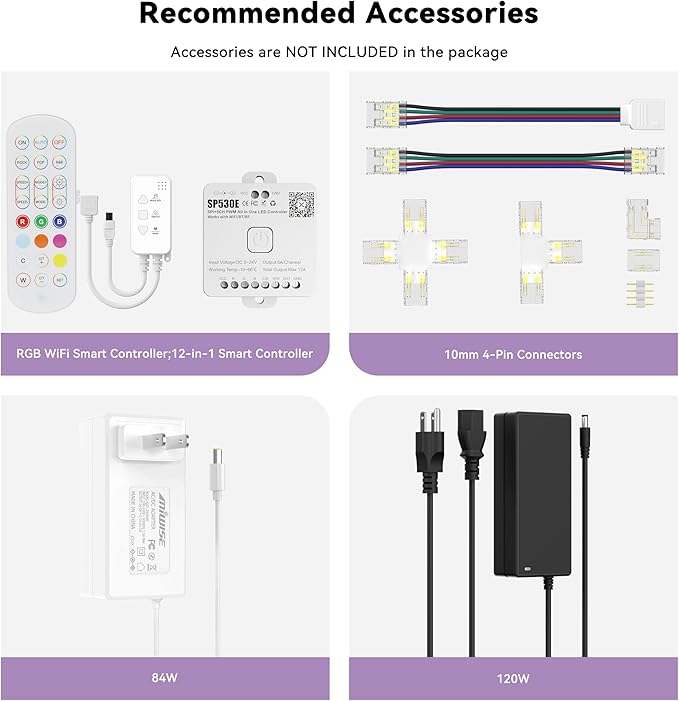 MIWISE RGB COB LED Strip Light 20ft/6.1m,Color Changing Dimmable Strip Light DC24V,Multicolor Flexible Tape Light 10mm Width,for TV,Bedroom,Party DIY Decoration(Power Supply&Controller NOT Included)