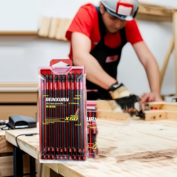 10 Pieces 6 In. T25 Impact Tough Magnetic Screwdriver Bit Set, #25 Torx Head Power Bits, S2 Alloy Steel Star Bits with Storage M-Box