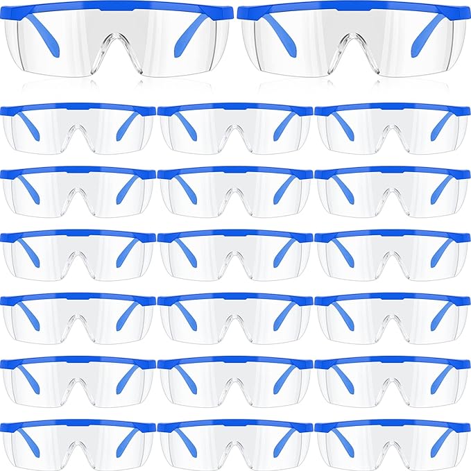 Kigeli 20 Pairs Safety Goggles over Glasses Lab Goggles Anti Fog Scratch Adult Protective Eyewear for Classroom Work