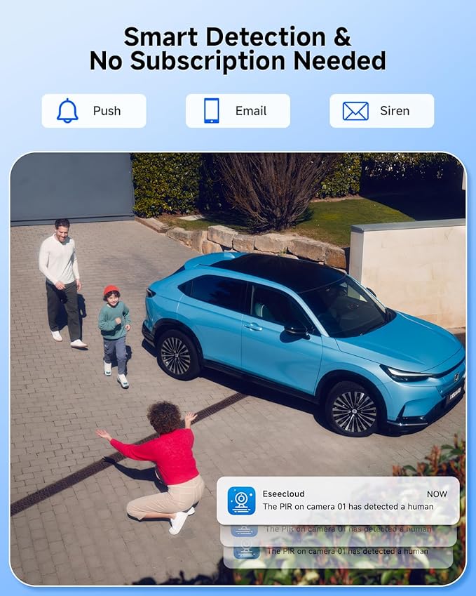 ZHXISND 5MP 10CH Home Security Camera System Outdoor, 5G/2.4G WiFi 4K Surveillance 10" Monitor with 1TB HDD for 24/7 Recording, Auto-Tracking, Color Night Vision, DC Power Plug-in, 0 Monthly Fee