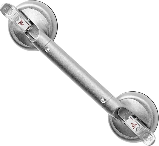 17 Inch Grab Bars for Bathtubs and Showers, Seniors Handles for Elderly Strong Suction Handicap Safety Handrail for Bathroom Toilet Tiles Glass Gray Silver