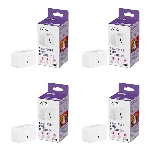 WiZ Smart Plug- Sunset to Sunrise Automation + Motion Detection + Control with Voice or App, Compatible with Alexa, Google Home, and HomeKit - WiFi Wall Outlet - 4 Pack