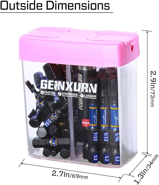 Impact SAE Hex Screwdriver Bits Set,43 Pcs(5/64"-5/16") Magnetic 1"& 2" Long S2 Steel Multi Hex Driver Bits with Magnetic Bit Holder Storage Colorful Box