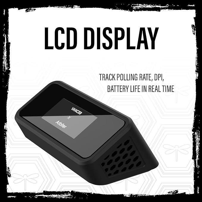 Arbiter Akitsu 8K Carbon Fiber Composite Gaming Mouse - Ultra-Light 38g, Wireless, 26k DPI, USB-C Fast Charging, 60Hr Battery Life, 8k Polling Rate, PIXART 3395 Sensor, LCD Display