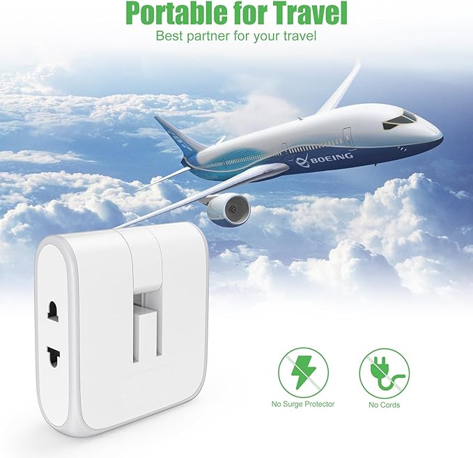 Flat Wall Outlet Extender with USB Charging Ports, HICITY 180° Swivel Power Strip 2 USB Ports, 2 Prong Folding Plug for Tight Spaces, Type A Ultra Thin Design (White)