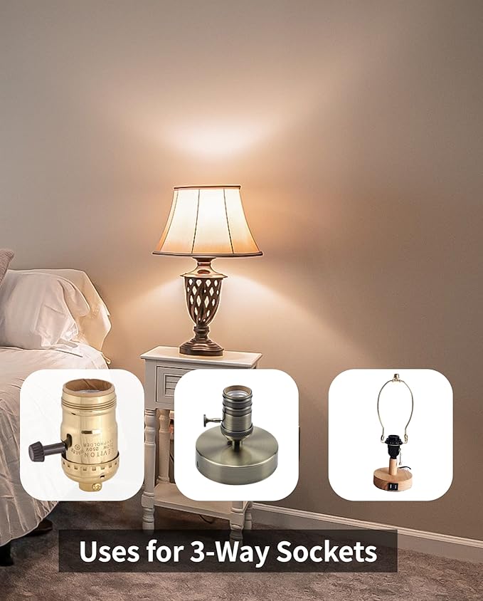 VVH 3-Way LED Light Bulb 3/7/10W - 30/70/100W Equivalent Warm White 2700K, A19 E26 Base Three Way Light Bulbs for Reading, Table & Floor Lamps | 3-Level Dimmable Indoor Bulbs(4-Pack)