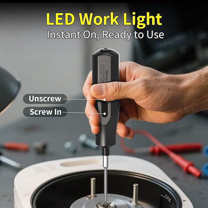 36 in 1 Electric Screwdriver Kit with Manual Screwdriver, 4V Rechargeable Screwdriver Set with Socket, Extension Rod, 2N.m Torque and LED Light, Suitable for Furniture and DIY