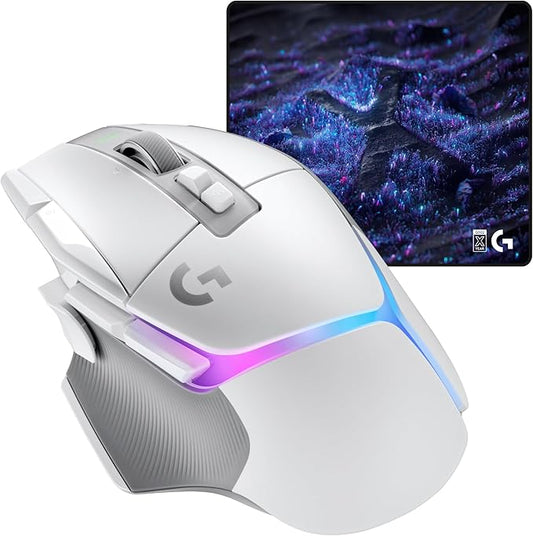 Logitech G502 X Plus Lightspeed Wireless RGB Gaming Mouse and G640 SE Large Cloth Gaming Mouse Pad (460 x 400 x 3 mm) - White