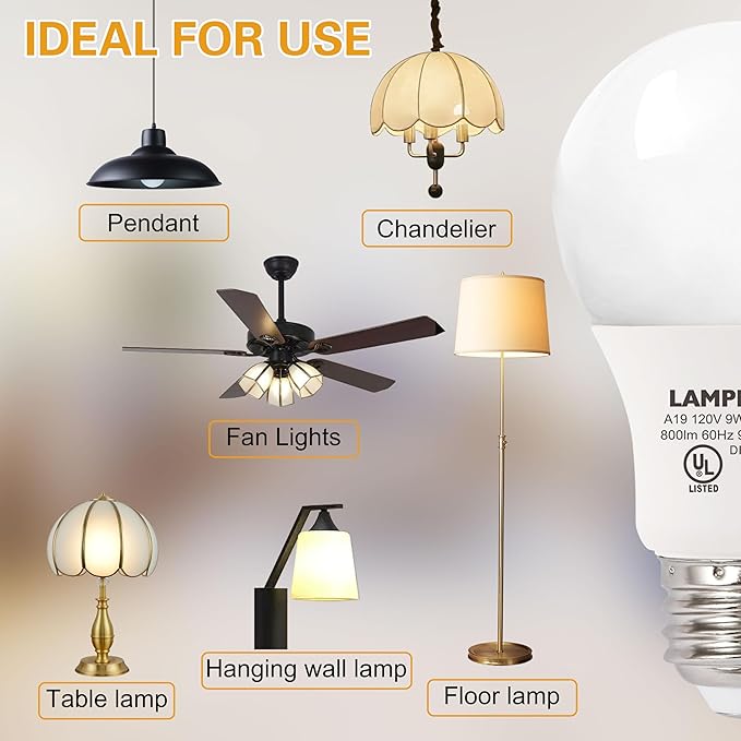 4-Pack Cool White LED Bulbs - Energize Bedroom & Living Room Spaces, 60W Equivalent, 6500K, 9W, 15000-Hour Life, E26 Base