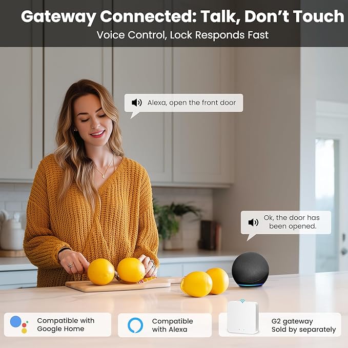 Keyless Entry Door Lock, Smart Door Lock, Smart Deadbolt Lock with Keypad, Auto & One Touch Lock | Smart Locks for Front Door | Easy Installation | Exact Fingerprint | App Control | 12-Month Battery