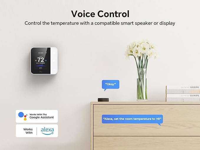 vine Smart Thermostat for House, WiFi Thermostats for Home Work with Alexa and Google Assistant, 7day x 8period Programmable, Energy Star Certified, C-Wire Required